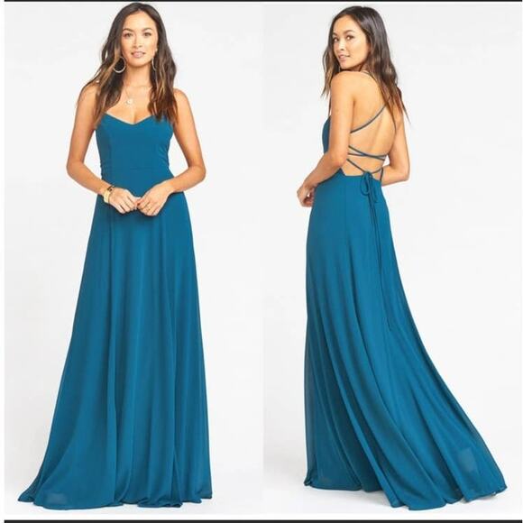 NEW Show Me Your MuMu Godshaw Goddess Gown Deep Jade Chiffon Size Medium - Picture 1 of 8